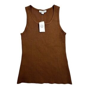 AND NOW THIS Women's Ribbed Knit Sweater Tank Top‎ Brown Size M NWT